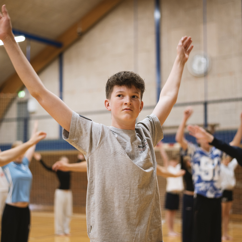 Gymnastik linje på Gudenaadalens efterskole. 